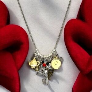 White rabbit necklace. 23” not adjustable Alice in wonderland jewelry.